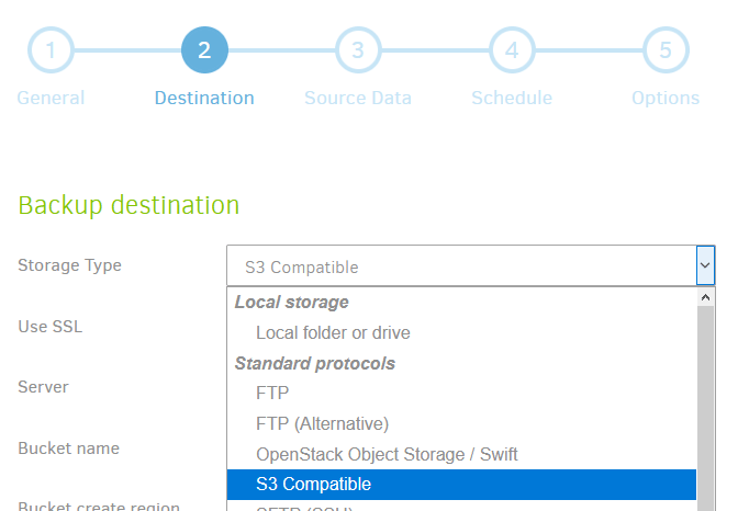 Storage Type S3 Compatible